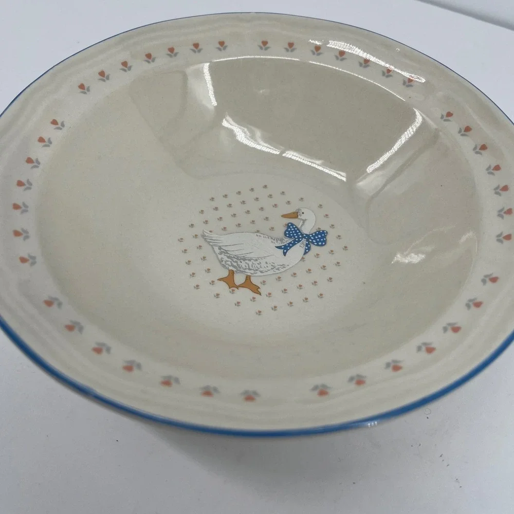Vintage Brick Oven Stoneware Aunt Rhody Goose Cereal Bowls Set of 3 Cottagecore